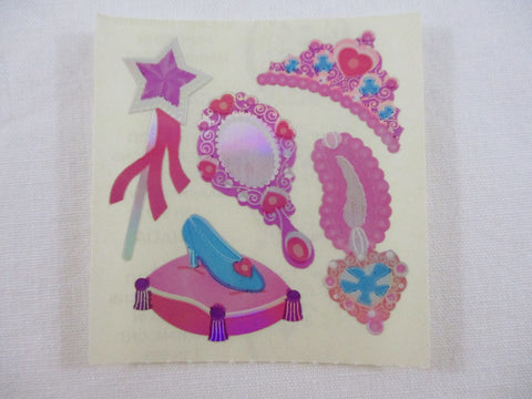 Sandylion Princess Tiara Shoes Jewelry Shiny Sticker Sheet / Module - Vintage & Collectible