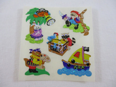 Sandylion Animals Pirate Glitter Sticker Sheet / Module - Vintage & Collectible