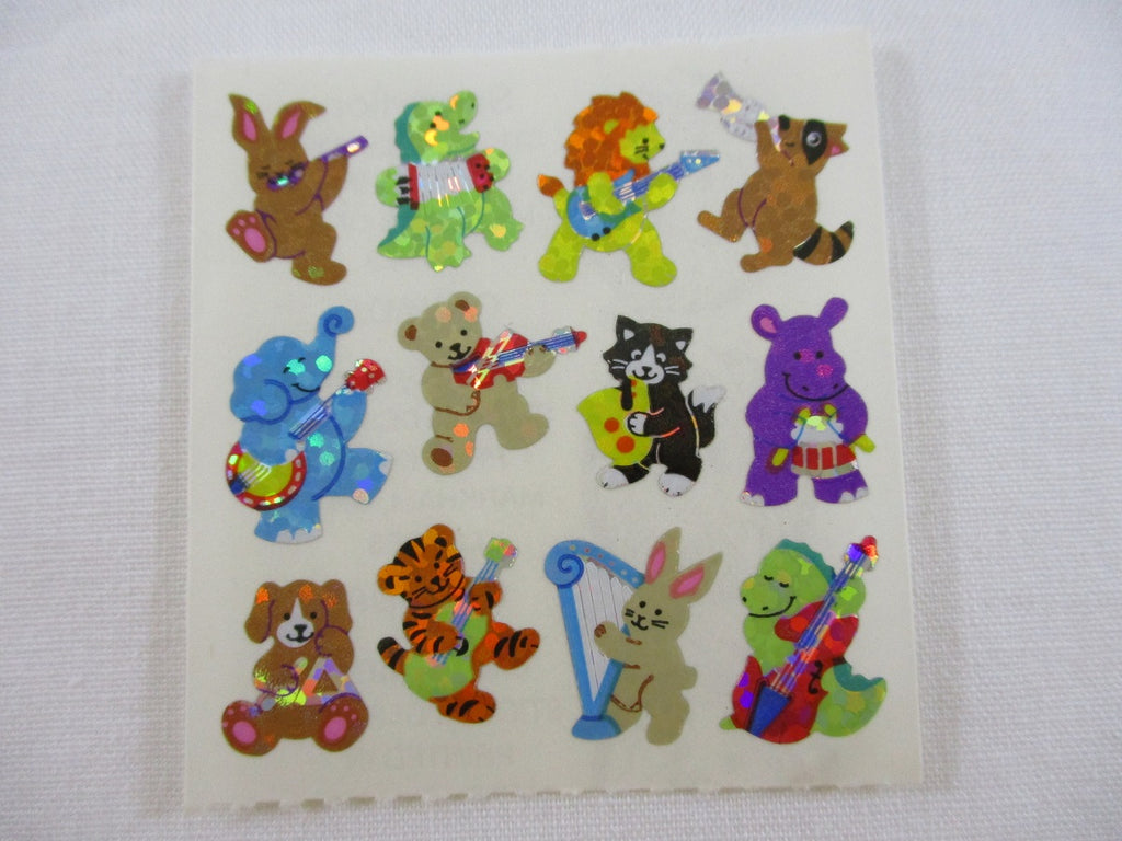Sandylion Animals Musical Glitter Sticker Sheet / Module - Vintage & Collectible