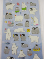 Cute Kawaii Mind Wave Polar Bear Penguin Sticker Sheet - for Journal Planner Craft Organizer Scrapbook Notebook