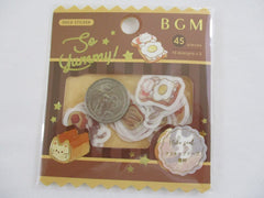 Cute Kawaii BGM So Yummy Series Flake Stickers Sack - Breakfast Cat - for Journal Agenda Planner Scrapbooking Craft