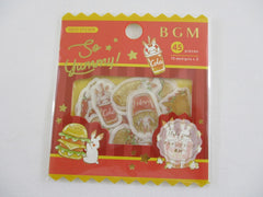 Cute Kawaii BGM So Yummy Series Flake Stickers Sack - Burger Taco Hotdog Rabbit - for Journal Agenda Planner Scrapbooking Craft