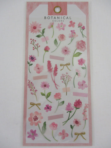 Cute Kawaii Mind Wave Botanical Colors Flowers Pink Red Sticker Sheet - for Journal Planner Craft Organizer Calendar
