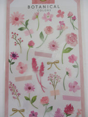 Cute Kawaii Mind Wave Botanical Colors Flowers Pink Red Sticker Sheet - for Journal Planner Craft Organizer Calendar