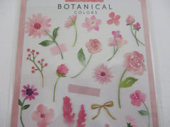 Cute Kawaii Mind Wave Botanical Colors Flowers Pink Red Sticker Sheet - for Journal Planner Craft Organizer Calendar