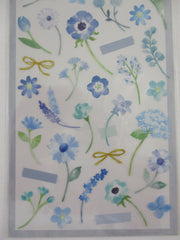 Cute Kawaii Mind Wave Botanical Colors Flowers Blue Sticker Sheet - for Journal Planner Craft Organizer Calendar