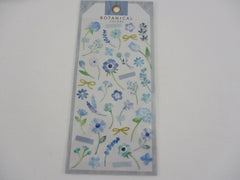 Cute Kawaii Mind Wave Botanical Colors Flowers Blue Sticker Sheet - for Journal Planner Craft Organizer Calendar