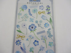 Cute Kawaii Mind Wave Botanical Colors Flowers Blue Sticker Sheet - for Journal Planner Craft Organizer Calendar