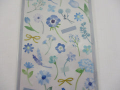 Cute Kawaii Mind Wave Botanical Colors Flowers Blue Sticker Sheet - for Journal Planner Craft Organizer Calendar