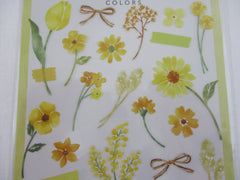 Cute Kawaii Mind Wave Botanical Colors Flowers Yellow Sticker Sheet - for Journal Planner Craft Organizer Calendar