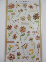 Cute Kawaii Mind Wave Botanical Colors Flowers Cream Light Brown Sticker Sheet - for Journal Planner Craft Organizer Calendar