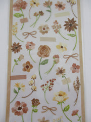Cute Kawaii Mind Wave Botanical Colors Flowers Cream Light Brown Sticker Sheet - for Journal Planner Craft Organizer Calendar