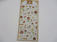 Cute Kawaii Mind Wave Botanical Colors Flowers Cream Light Brown Sticker Sheet - for Journal Planner Craft Organizer Calendar