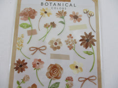 Cute Kawaii Mind Wave Botanical Colors Flowers Cream Light Brown Sticker Sheet - for Journal Planner Craft Organizer Calendar
