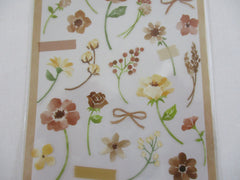 Cute Kawaii Mind Wave Botanical Colors Flowers Cream Light Brown Sticker Sheet - for Journal Planner Craft Organizer Calendar