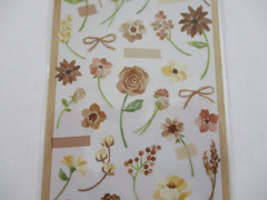 Cute Kawaii Mind Wave Botanical Colors Flowers Cream Light Brown Sticker Sheet - for Journal Planner Craft Organizer Calendar