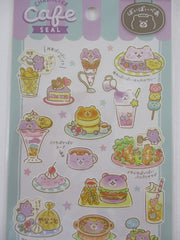 Cute Kawaii Mind Wave Character CAFE Food Sticker Sheet - Bear Cake Burger Bubble Tea Spaghetti for Journal Planner Craft Organizer Calendar