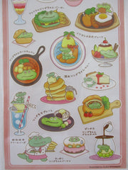 Cute Kawaii Mind Wave Character CAFE Food Sticker Sheet - Crocs Crocodile Omelette Pudding Parfait Soup Vegetable Sticks for Journal Planner Craft Organizer Calendar