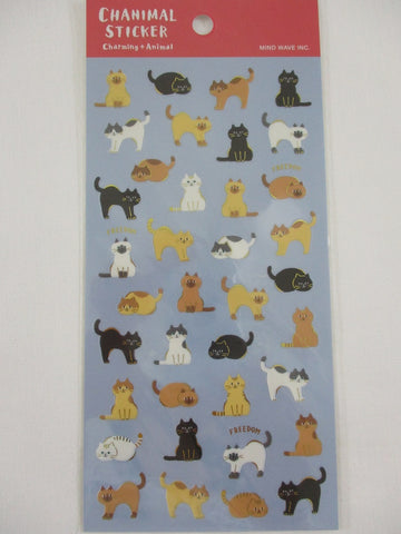 Cute Kawaii Mind Wave Charming Animal - Cat Sticker Sheet - for Journal Planner Craft Scrapbook Notebook Organizer