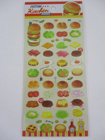 Cute Kawaii Mindwave Food Create Your Own Custom Kitchen Sticker Sheet - C - Burger Hamburger - for Journal Planner Craft
