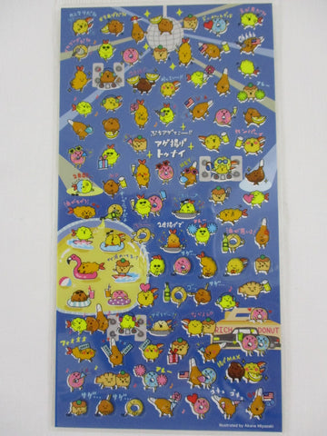Cute Kawaii Mind Wave Fun Tempura Donut Fried Food Sticker Sheet - for Journal Planner Craft