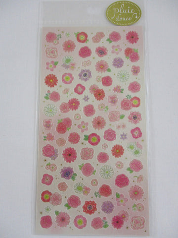 Cute Kawaii Mind Wave pluie douce Series - Flowers Pink Red Purple Sticker Sheet - for Journal Planner Craft Organizer Calendar