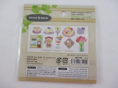 Cute Kawaii Gaia Bear Cafe Kuma Hana Stickers Flake Sack - for Journal Planner Craft Scrapbook Collectible