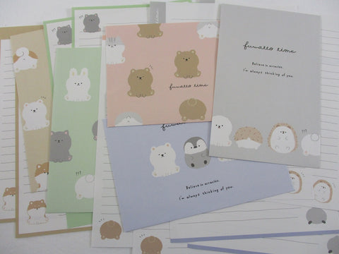Cute Kawaii Crux Fuwatto Time Cat Dog Hedgehog Rabbit Penguin Letter Sets Stationery - writing paper envelope