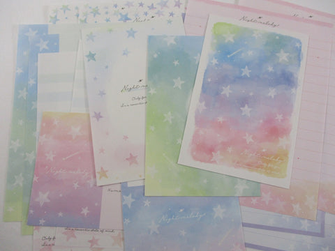 Cute Kawaii Kamio Night Melody Stars Letter Sets Stationery - writing paper envelope