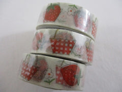 Cute Kawaii Shinzi Katoh Washi / Masking Deco Tape - Basketful Strawberries - for Scrapbooking Journal Planner Craft