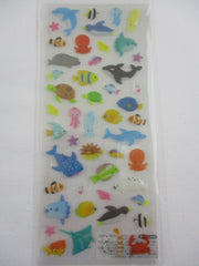 Cute Kawaii Mind Wave Sea Ocean Animals Fish Dolphin Whale Crab Sticker Sheet - for Journal Planner Craft