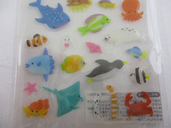 Cute Kawaii Mind Wave Sea Ocean Animals Fish Dolphin Whale Crab Sticker Sheet - for Journal Planner Craft