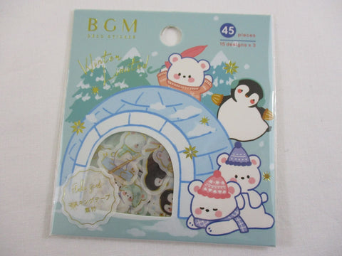 Cute Kawaii BGM Winter Limited Series Flake Stickers Sack - Penguin - for Journal Agenda Planner Scrapbooking Craft