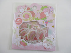 Cute Kawaii BGM Flake Stickers Sack - Strawberry Bunny Bear - for Journal Agenda Planner Scrapbooking Craft