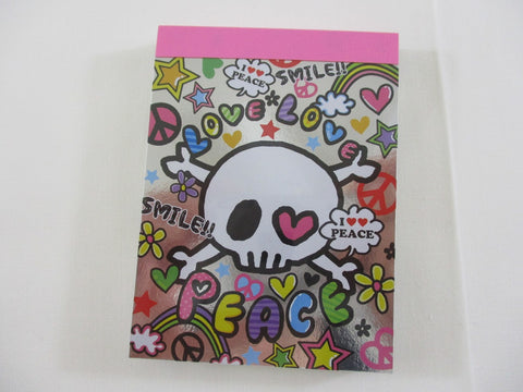 Cute Kawaii Kamio Skull Halloween Peace Love Mini Notepad / Memo Pad - Stationery Design Writing Collection