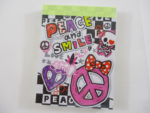 Cute Kawaii Q-Lia Skull Halloween Peace and Smile Mini Notepad / Memo Pad - Stationery Design Writing Collection