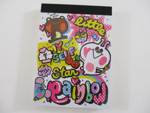 Cute Kawaii Crux Animals Rainbow Mini Notepad / Memo Pad - Stationery Design Writing Collection