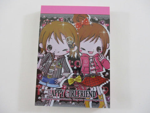 Cute Kawaii Crux Girl Friend Best Friend Happy Mini Notepad / Memo Pad - Stationery Design Writing Collection