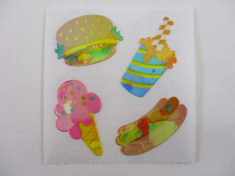 Sandylion Burger Hotdog Ice Cream Pearly / Opalescent Sticker Sheet / Module - Vintage & Collectible