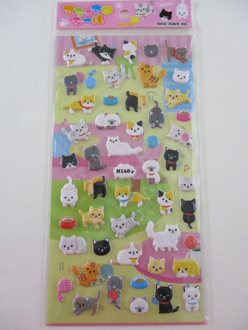 Cute Kawaii MW - Cat Kitten Puffy Sponge Sticker Sheet - for Journal Planner Craft Organizer Schedule Stationery Scrapbook