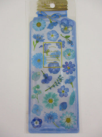 Cute Kawaii Qlia Fleur Arome Scented Flower Sticker Sheet - True Blue - for Journal Planner Craft Organizer Calendar