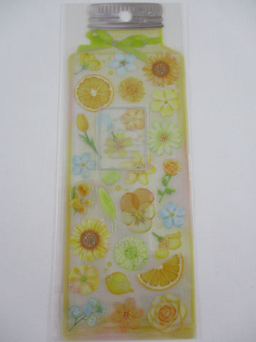 Cute Kawaii Qlia Fleur Arome Scented Flower Sticker Sheet - Bright Yellow - for Journal Planner Craft Organizer Calendar