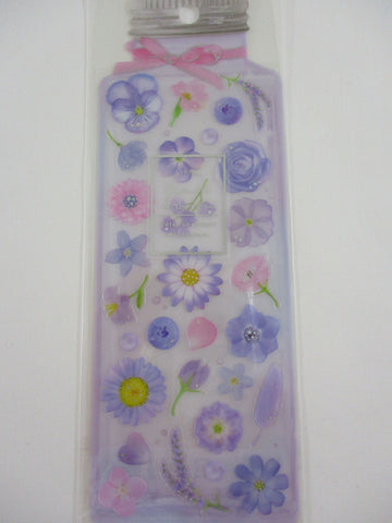 Cute Kawaii Qlia Fleur Arome Scented Flower Sticker Sheet - Blue Purple Pink - for Journal Planner Craft Organizer Calendar