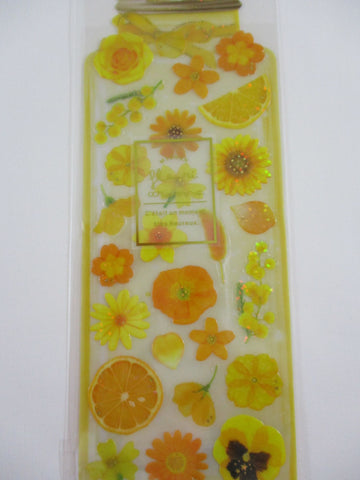 Cute Kawaii Qlia Fleur Arome Scented Flower Sticker Sheet - Yellow Orchid - for Journal Planner Craft Organizer Calendar