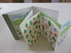 Cute Kawaii Qlia Sticker Sheet fold to mini booklet - Green Nature Bear Fox - for Journal Planner Craft Organizer Calendar
