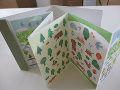 Cute Kawaii Qlia Sticker Sheet fold to mini booklet - Green Nature Bear Fox - for Journal Planner Craft Organizer Calendar