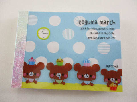 Cute Kawaii Mind Wave Bear Koguma March Mini Notepad / Memo Pad - Stationery Design Writing Collection