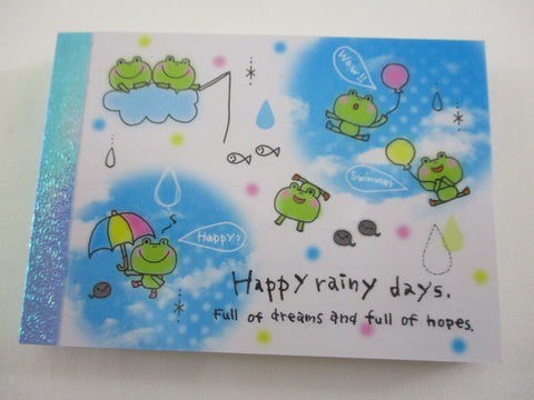 Cute Kawaii Crux Frog Happy Rainy Day Mini Notepad / Memo Pad - Stationery Design Writing Collection
