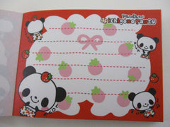 Cute Kawaii Pool Cool Panda Strawberry Mini Notepad / Memo Pad - Stationery Design Writing Collection