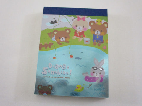 Cute Kawaii Q-Lia Bear Rabbit Orange Sunshine Mini Notepad / Memo Pad - Stationery Designer Paper Collection